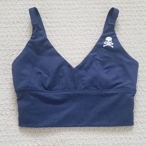 Navy Blue Soulcycle Sports Bra with Skull and Bag